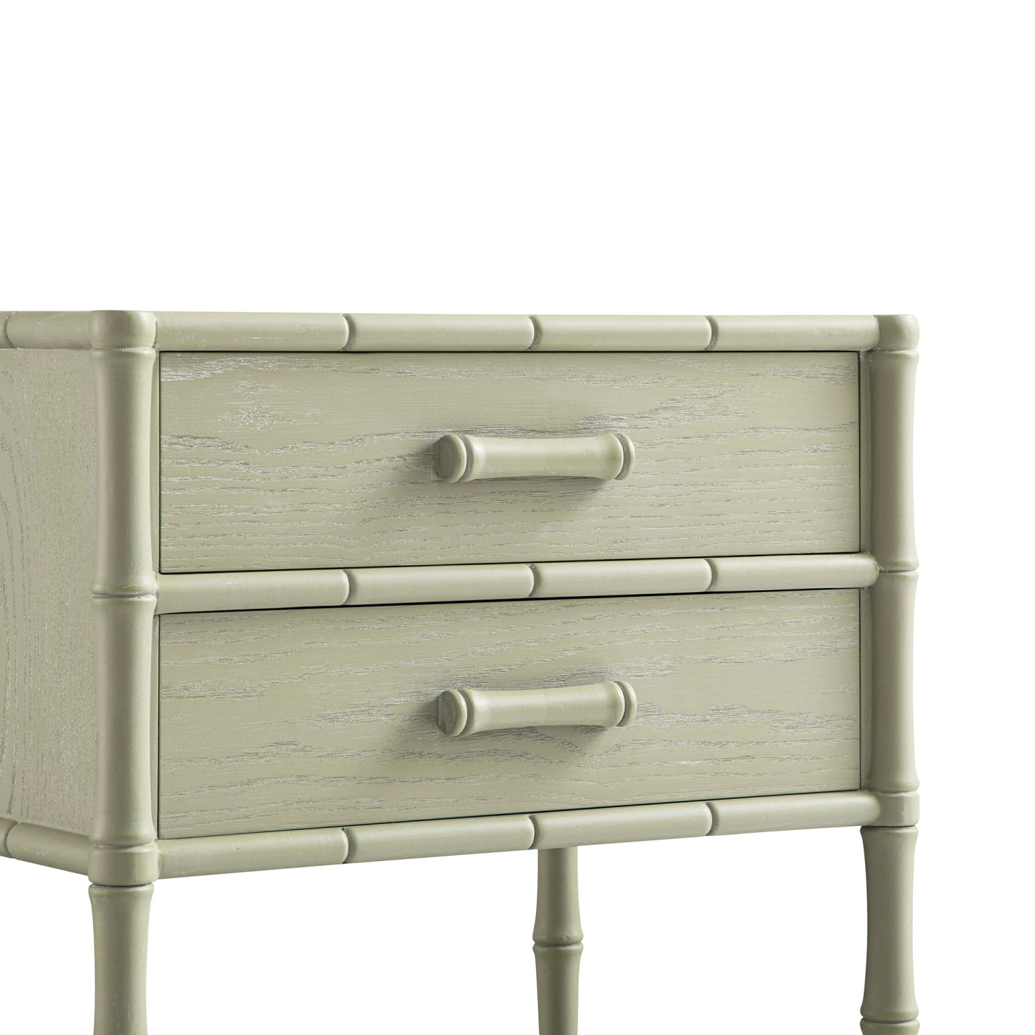 Elstowe Faux Bamboo 2-Drawer Bedside Table, Sage Green 12 Elstowe Faux Bamboo 2-Drawer Bedside Table, Sage Green - Image 12