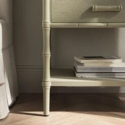 Elstowe Faux Bamboo 2-Drawer Bedside Table, Sage Green 17 Elstowe Faux Bamboo 2-Drawer Bedside Table, Sage Green -Daals Store XXNS 061 GREEN scene4