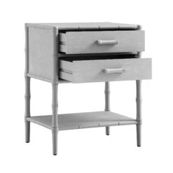 Elstowe Faux Bamboo 2-Drawer Bedside Table, Warm Grey 21 Elstowe Faux Bamboo 2-Drawer Bedside Table, Warm Grey -Daals Store XXNS 061 GREY WB3