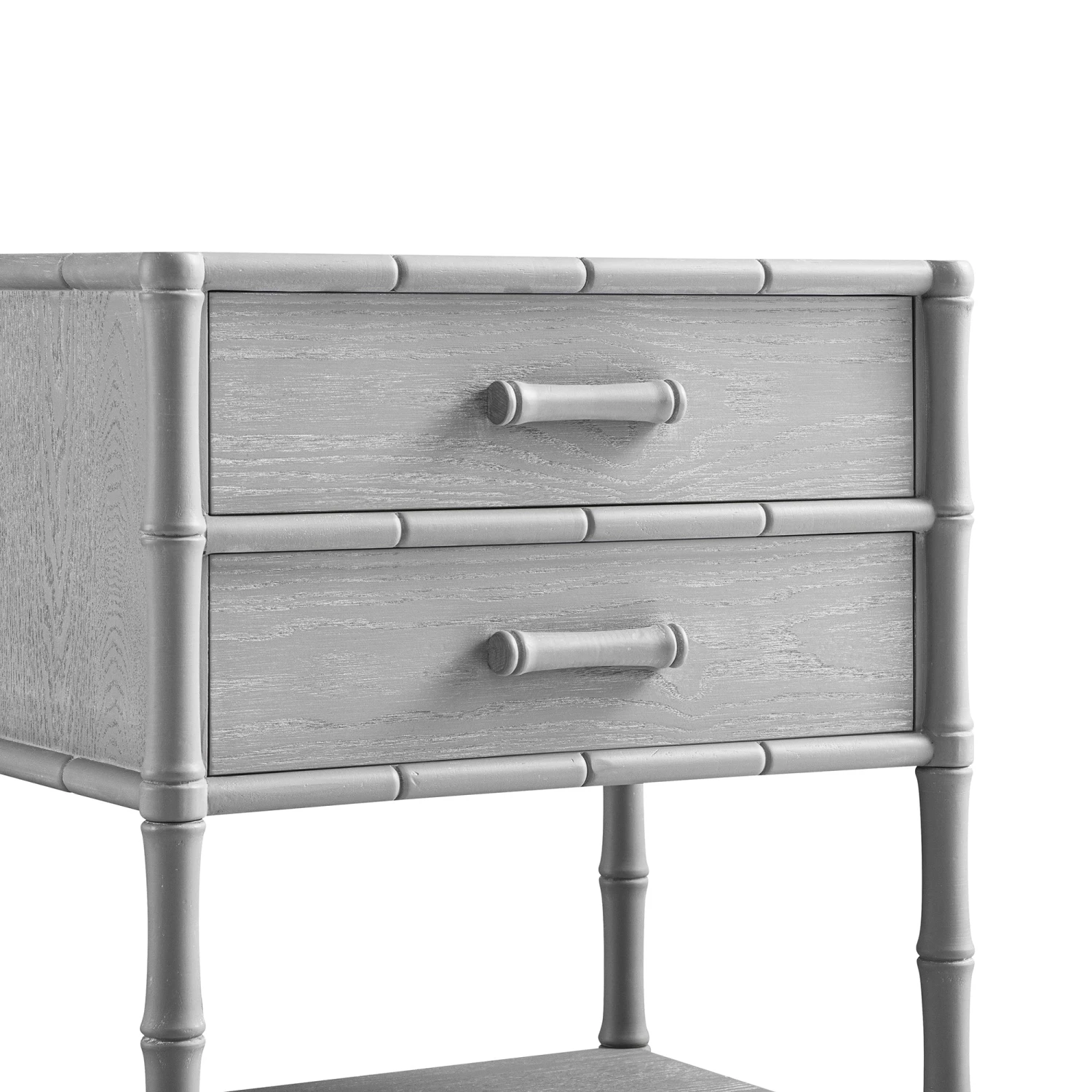 Elstowe Faux Bamboo 2-Drawer Bedside Table, Warm Grey 12 Elstowe Faux Bamboo 2-Drawer Bedside Table, Warm Grey - Image 12