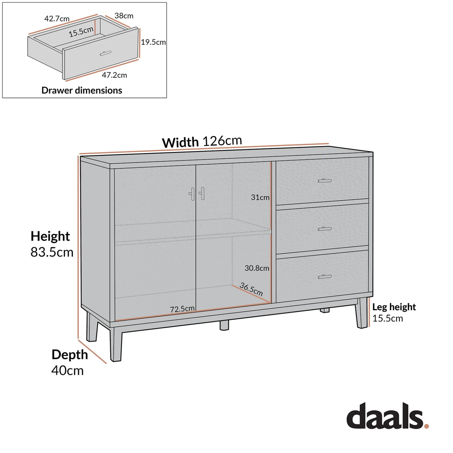 Bianca Chip Carved 2-Door 3-Drawer Sideboard, Antique Bronze & Black 6 Bianca Chip Carved 2-Door 3-Drawer Sideboard, Antique Bronze & Black - Image 6
