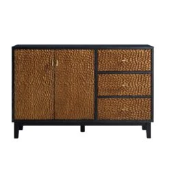 Bianca Chip Carved 2-Door 3-Drawer Sideboard, Antique Bronze & Black 17 Bianca Chip Carved 2-Door 3-Drawer Sideboard, Antique Bronze & Black -Daals Store XXSB 006 GOLD BLACK WB1