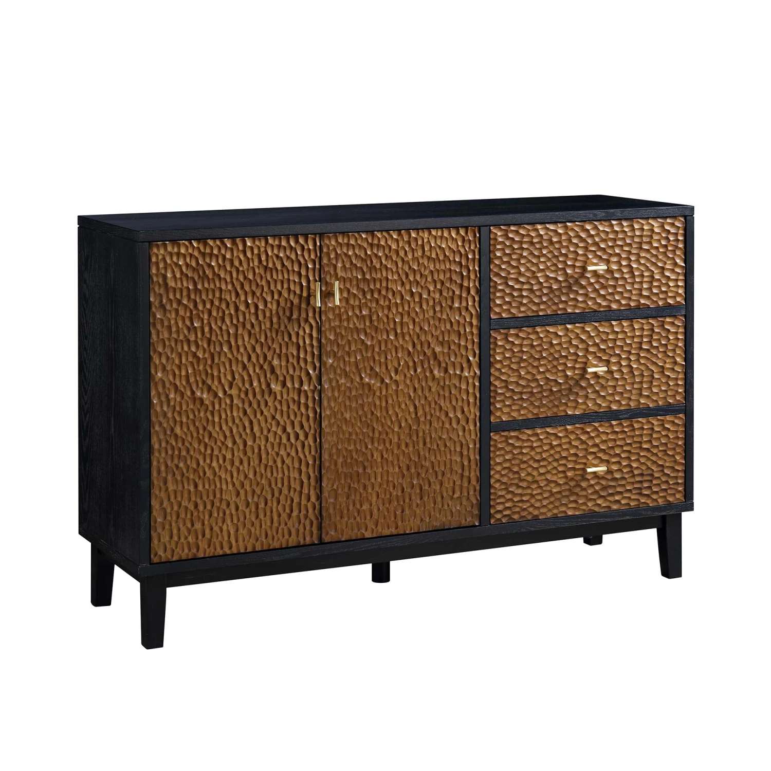 Bianca Chip Carved 2-Door 3-Drawer Sideboard, Antique Bronze & Black 5 Bianca Chip Carved 2-Door 3-Drawer Sideboard, Antique Bronze & Black - Image 5