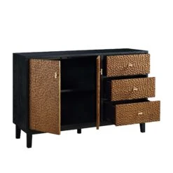 Bianca Chip Carved 2-Door 3-Drawer Sideboard, Antique Bronze & Black 20 Bianca Chip Carved 2-Door 3-Drawer Sideboard, Antique Bronze & Black -Daals Store XXSB 006 GOLD BLACK WB3