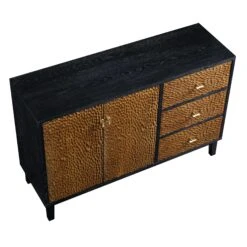 Bianca Chip Carved 2-Door 3-Drawer Sideboard, Antique Bronze & Black 21 Bianca Chip Carved 2-Door 3-Drawer Sideboard, Antique Bronze & Black -Daals Store XXSB 006 GOLD BLACK WB4