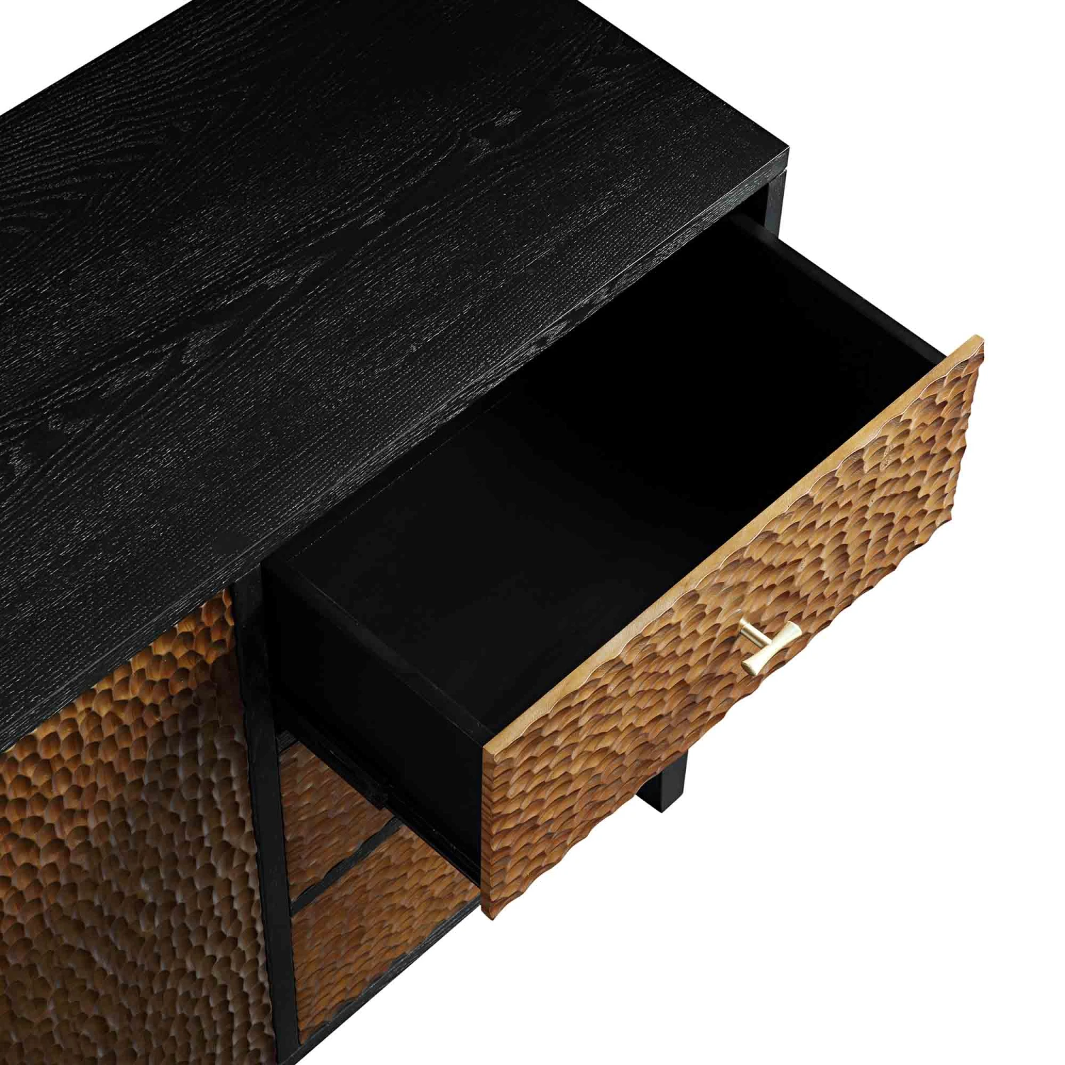 Bianca Chip Carved 2-Door 3-Drawer Sideboard, Antique Bronze & Black 12 Bianca Chip Carved 2-Door 3-Drawer Sideboard, Antique Bronze & Black - Image 12