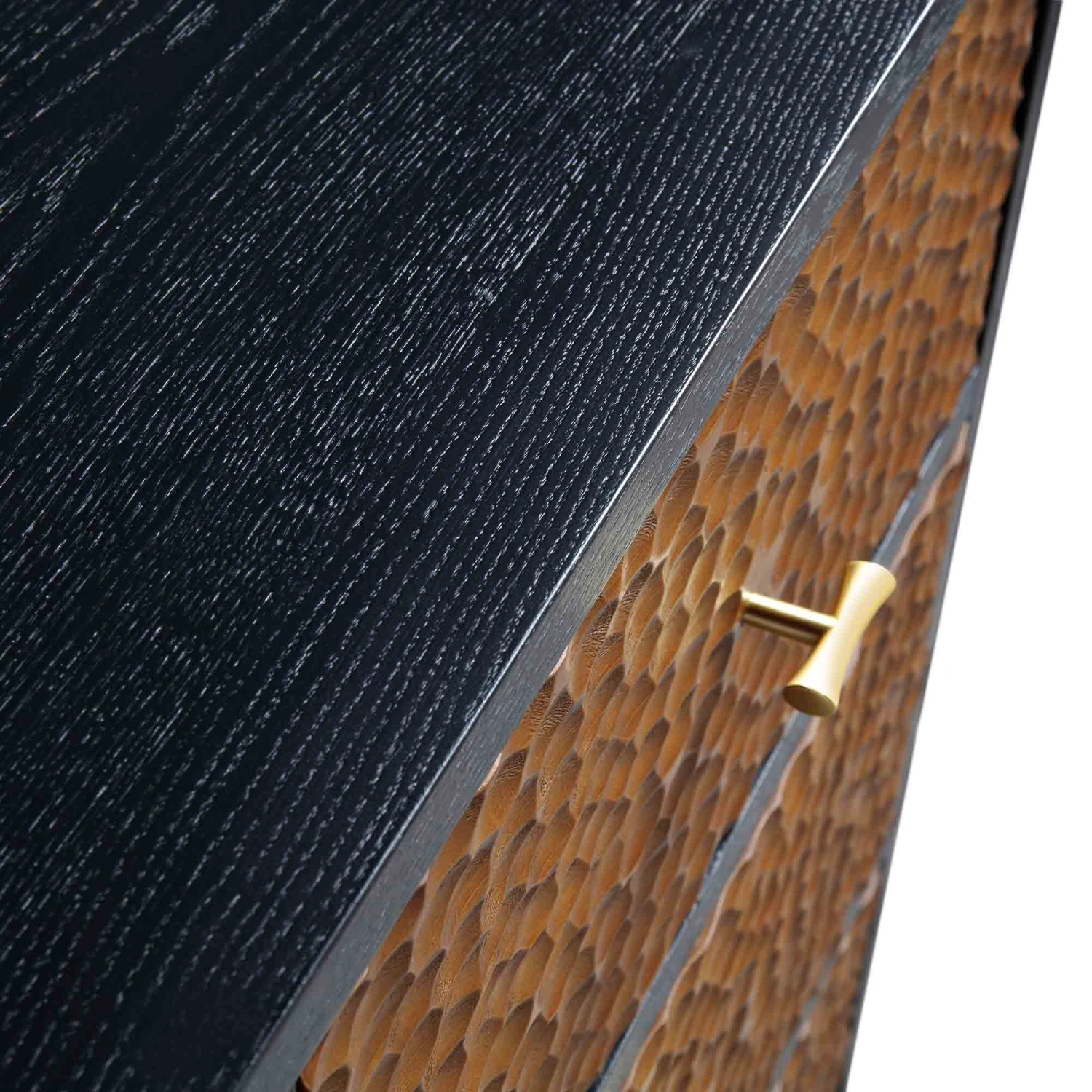 Bianca Chip Carved 2-Door 3-Drawer Sideboard, Antique Bronze & Black 14 Bianca Chip Carved 2-Door 3-Drawer Sideboard, Antique Bronze & Black - Image 14