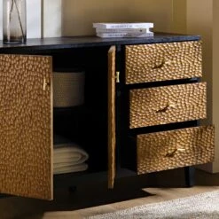 Bianca Chip Carved 2-Door 3-Drawer Sideboard, Antique Bronze & Black 16 Bianca Chip Carved 2-Door 3-Drawer Sideboard, Antique Bronze & Black -Daals Store XXSB 006 GOLD BLACK scene2