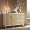 Bianca Chip Carved 2-Door 3-Drawer Sideboard, Sand Beige & Ivory -Daals Store XXSB 006 TAUPE WHITE main