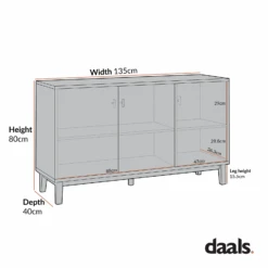 Bianca Chip Carved 3 Door Sideboard, Sand Beige & Ivory -Daals Store XXSB 009 CHART