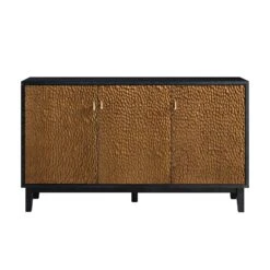 Bianca Chip Carved 3 Door Sideboard, Antique Bronze & Black -Daals Store XXSB 009 GOLD BLACK WB1