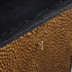 Bianca Chip Carved 3 Door Sideboard, Antique Bronze & Black -Daals Store XXSB 009 GOLD BLACK detail1