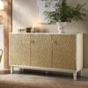 Bianca Chip Carved 3 Door Sideboard, Sand Beige & Ivory -Daals Store XXSB 009 TAUPE WHITE main