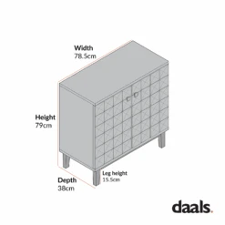 Gibbs Natural Solid Pine – Geometric Carved Door Small Sideboard Lounge Storage -Daals Store XXSB 028 CHART