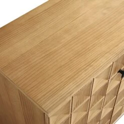 Gibbs Natural Solid Pine – Geometric Carved Door Small Sideboard Lounge Storage -Daals Store XXSB 028 NAT detail1