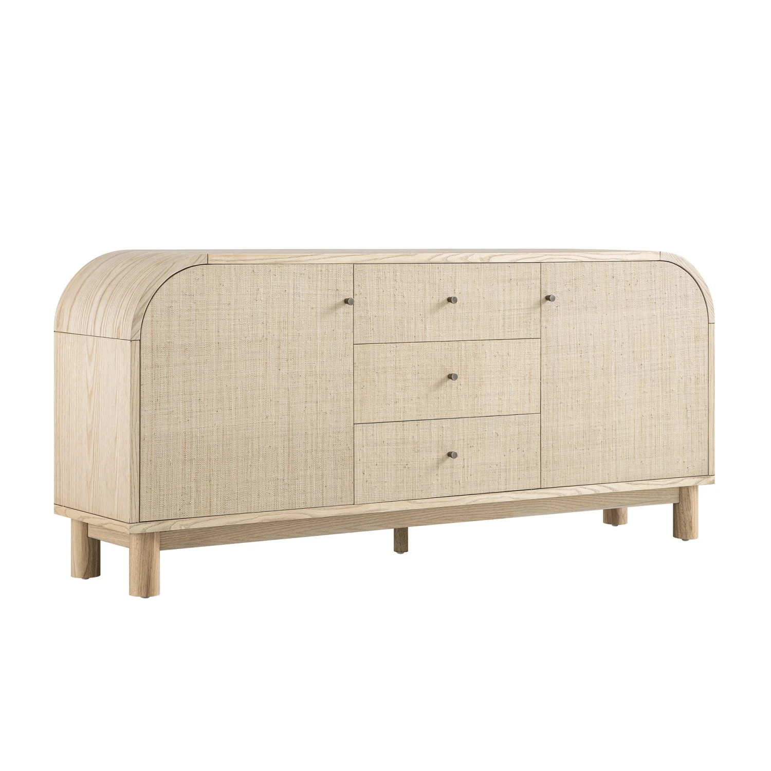 Maude Wide 3-Drawer Sideboard, Natural Ash With Raffia 2 Maude Wide 3-Drawer Sideboard, Natural Ash With Raffia - Image 2