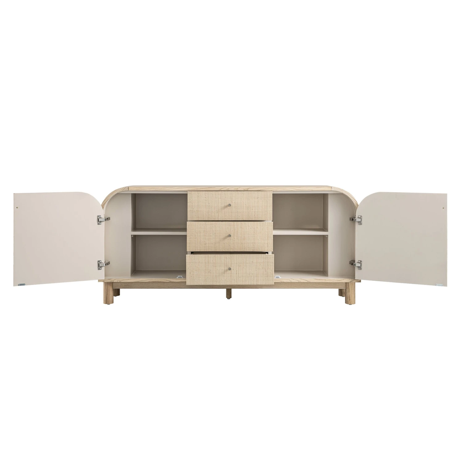 Maude Wide 3-Drawer Sideboard, Natural Ash With Raffia 4 Maude Wide 3-Drawer Sideboard, Natural Ash With Raffia - Image 4
