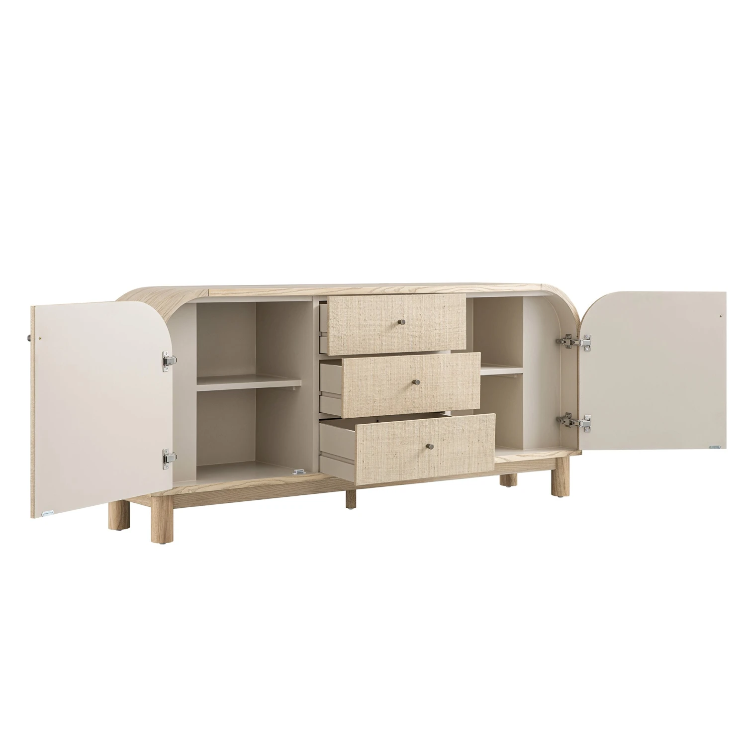 Maude Wide 3-Drawer Sideboard, Natural Ash With Raffia 5 Maude Wide 3-Drawer Sideboard, Natural Ash With Raffia - Image 5