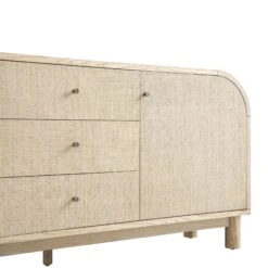 Maude Wide 3-Drawer Sideboard, Natural Ash With Raffia 16 Maude Wide 3-Drawer Sideboard, Natural Ash With Raffia -Daals Store XXSB 044 NAT RAF detail1