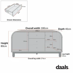 Maude Wide 3-Drawer Sideboard, Natural Ash 10 Maude Wide 3-Drawer Sideboard, Natural Ash -Daals Store XXSB 045 CHART 1