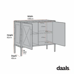 Elstowe Faux Bamboo Small Sideboard, Shaded White 26 Elstowe Faux Bamboo Small Sideboard, Shaded White -Daals Store XXSB 064 CHART