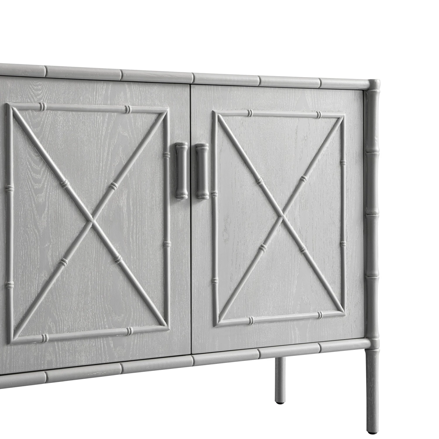 Elstowe Faux Bamboo Small Sideboard, Warm Grey 9 Elstowe Faux Bamboo Small Sideboard, Warm Grey - Image 9