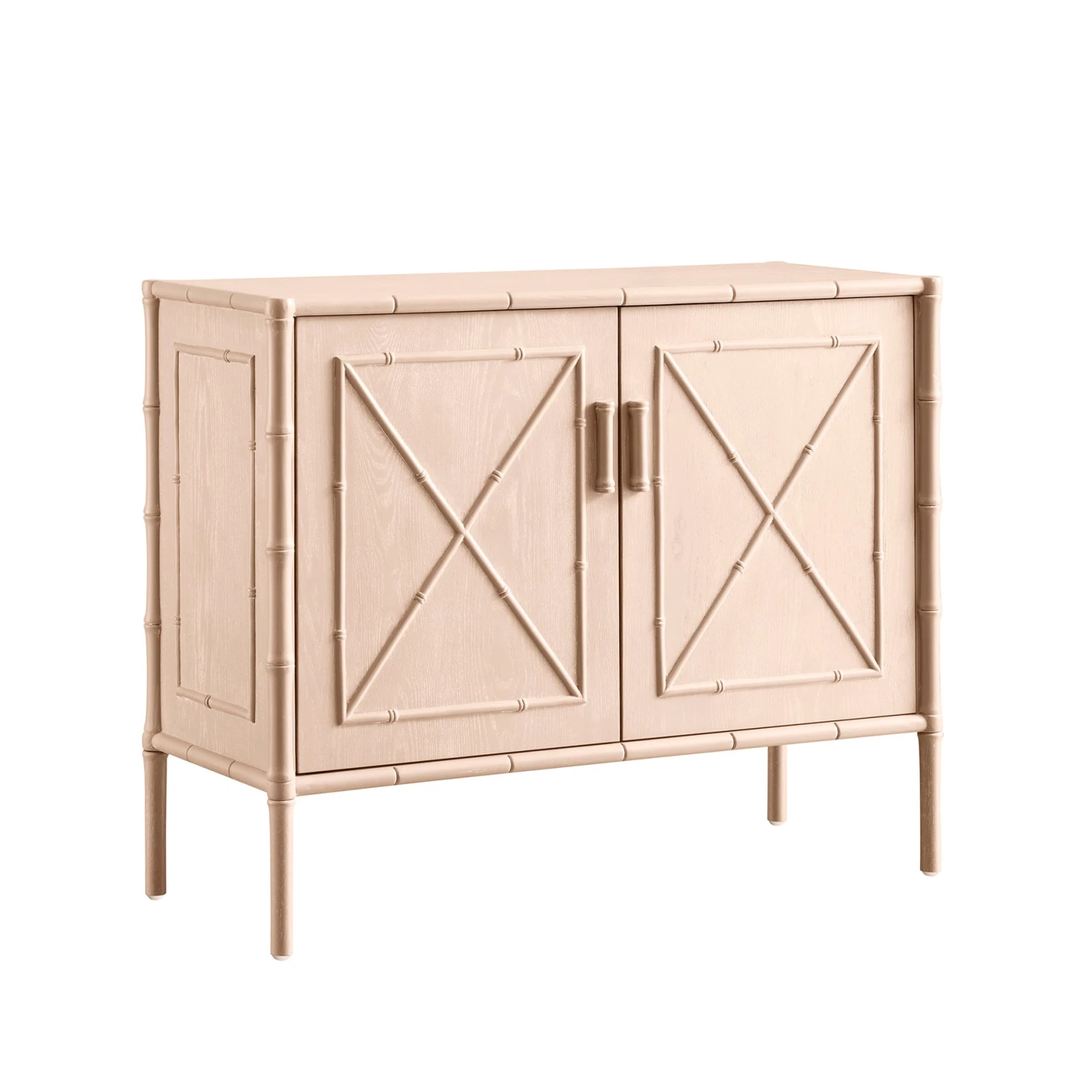 Elstowe Faux Bamboo Small Sideboard, Nude Pink 2 Elstowe Faux Bamboo Small Sideboard, Nude Pink - Image 2