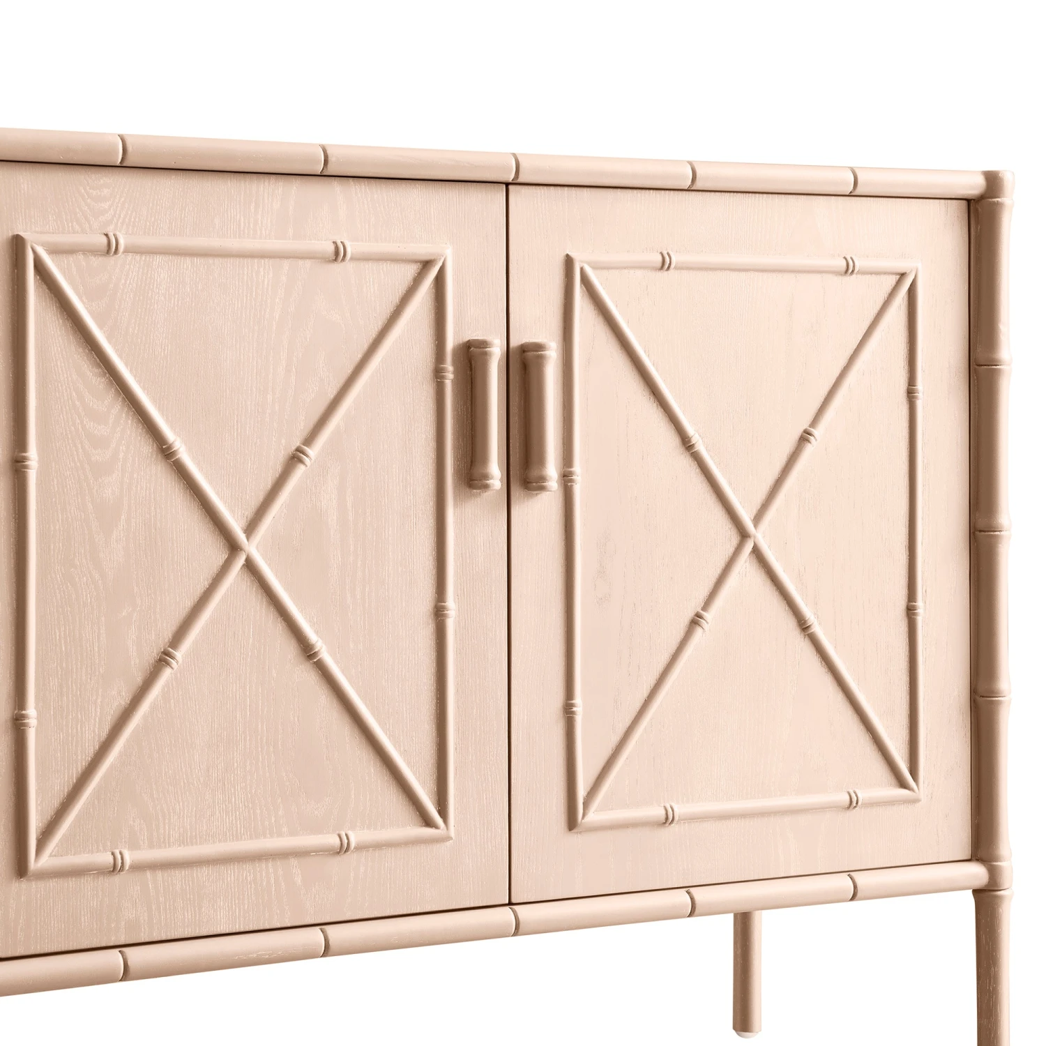 Elstowe Faux Bamboo Small Sideboard, Nude Pink 8 Elstowe Faux Bamboo Small Sideboard, Nude Pink - Image 8