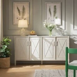 Elstowe Faux Bamboo Large Sideboard, Shaded White -Daals Store XXSB 065 BEIGE scene1