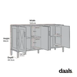 Elstowe Faux Bamboo Large Sideboard, Warm Grey -Daals Store XXSB 065 CHART 1