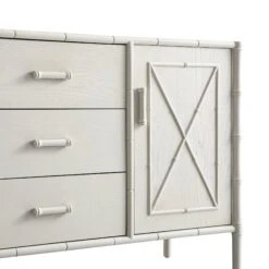 Elstowe Faux Bamboo 1-Door 3-Drawer Sideboard, Shaded White 16 Elstowe Faux Bamboo 1-Door 3-Drawer Sideboard, Shaded White -Daals Store XXSB 066 BEIGE detail1