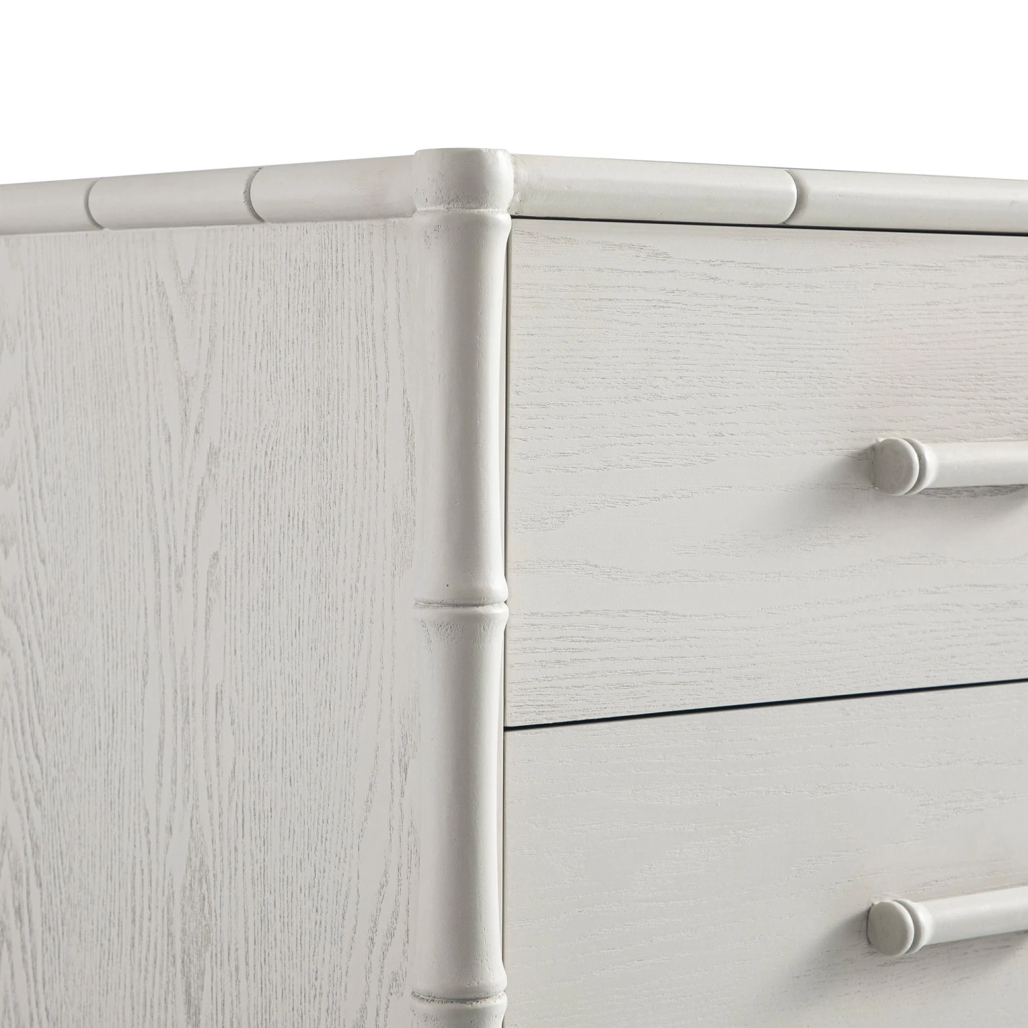 Elstowe Faux Bamboo 1-Door 3-Drawer Sideboard, Shaded White 9 Elstowe Faux Bamboo 1-Door 3-Drawer Sideboard, Shaded White - Image 9