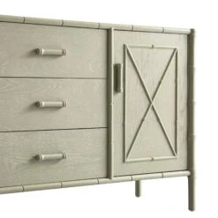 Elstowe Faux Bamboo 1-Door 3-Drawer Sideboard, Sage Green -Daals Store XXSB 066 GREEN detail1