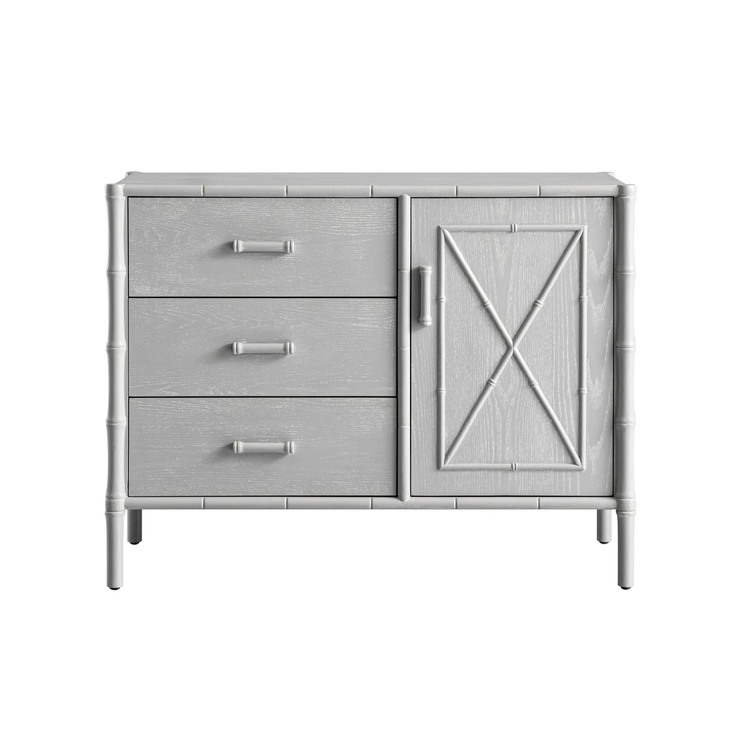 Elstowe Faux Bamboo 1-Door 3-Drawer Sideboard, Warm Grey 1 Elstowe Faux Bamboo 1-Door 3-Drawer Sideboard, Warm Grey