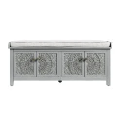 Chantilly Mid Grey Carved Storage Bench -Daals Store XXST 016 GREY WB1
