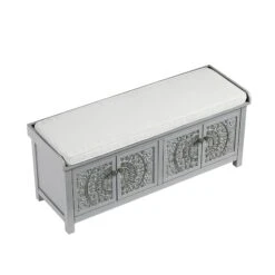 Chantilly Mid Grey Carved Storage Bench -Daals Store XXST 016 GREY WB3