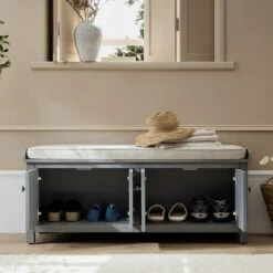 Chantilly Mid Grey Carved Storage Bench -Daals Store XXST 016 GREY scene5