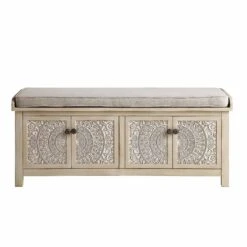 Chantilly Whitewashed Carved Storage Bench 16 Chantilly Whitewashed Carved Storage Bench -Daals Store XXST 016 WHITEWASH WB1