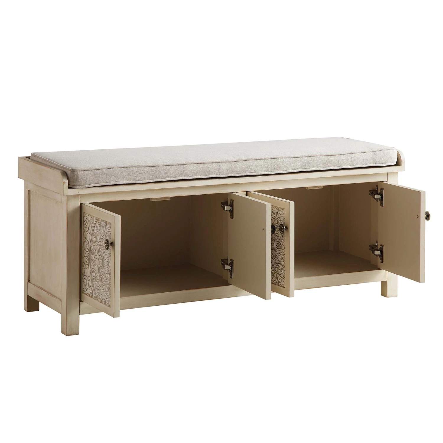 Chantilly Whitewashed Carved Storage Bench 7 Chantilly Whitewashed Carved Storage Bench - Image 7