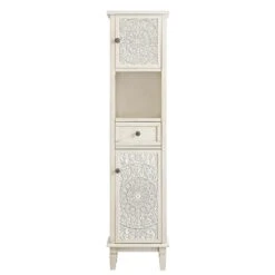 Chantilly Whitewashed Carved Bathroom Tallboy Cabinet 23 Chantilly Whitewashed Carved Bathroom Tallboy Cabinet -Daals Store XXTALL 058 WHITEWASH WB1