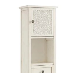 Chantilly Whitewashed Carved Bathroom Tallboy Cabinet 30 Chantilly Whitewashed Carved Bathroom Tallboy Cabinet -Daals Store XXTALL 058 WHITEWASH detail1