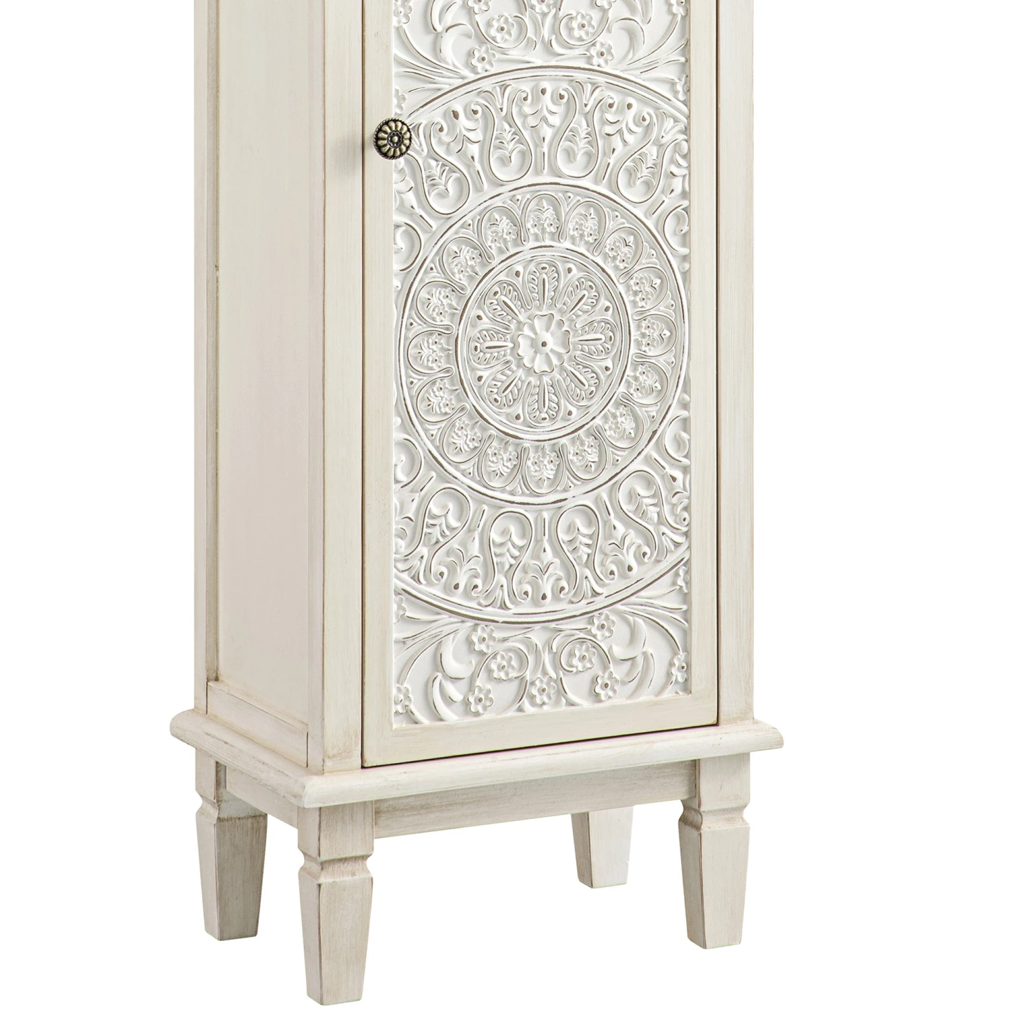 Chantilly Whitewashed Carved Bathroom Tallboy Cabinet 16 Chantilly Whitewashed Carved Bathroom Tallboy Cabinet - Image 16