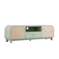 Maude TV Unit, Muted Pistachio Ash With Raffia -Daals Store XXTV 048 GREEN RAF WB2