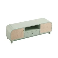 Maude TV Unit, Muted Pistachio Ash With Raffia -Daals Store XXTV 048 GREEN RAF WB3