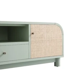 Maude TV Unit, Muted Pistachio Ash With Raffia -Daals Store XXTV 048 GREEN RAF detail2