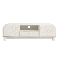 Maude TV Unit, Washed White Ash With Raffia -Daals Store XXTV 048 WHITE RAF WB1