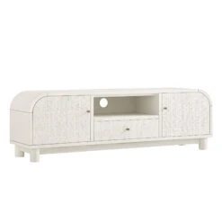 Maude TV Unit, Washed White Ash With Raffia -Daals Store XXTV 048 WHITE RAF WB2