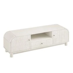 Maude TV Unit, Washed White Ash With Raffia -Daals Store XXTV 048 WHITE RAF WB3