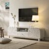 Maude TV Unit, Washed White Ash With Raffia -Daals Store XXTV 048 WHITE RAF main