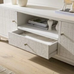 Maude TV Unit, Washed White Ash With Raffia -Daals Store XXTV 048 WHITE RAF scene5